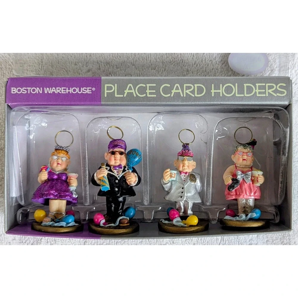 NEW Vintage Set of 6 Fun, Colorful, Party Seniors Bobblehead Place Holders
